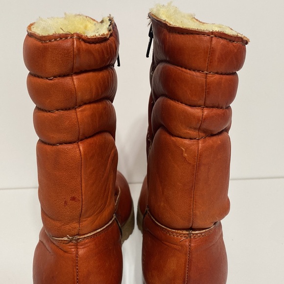 Vintage Hush Puppies Women’s Rust Leather Insulated Zip Up Winter Boots - Picture 6 of 12